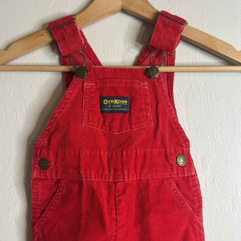 Vintage Oshkosh B'gosh Red Corduroy Overalls 5 months Vestbak, USA Made
